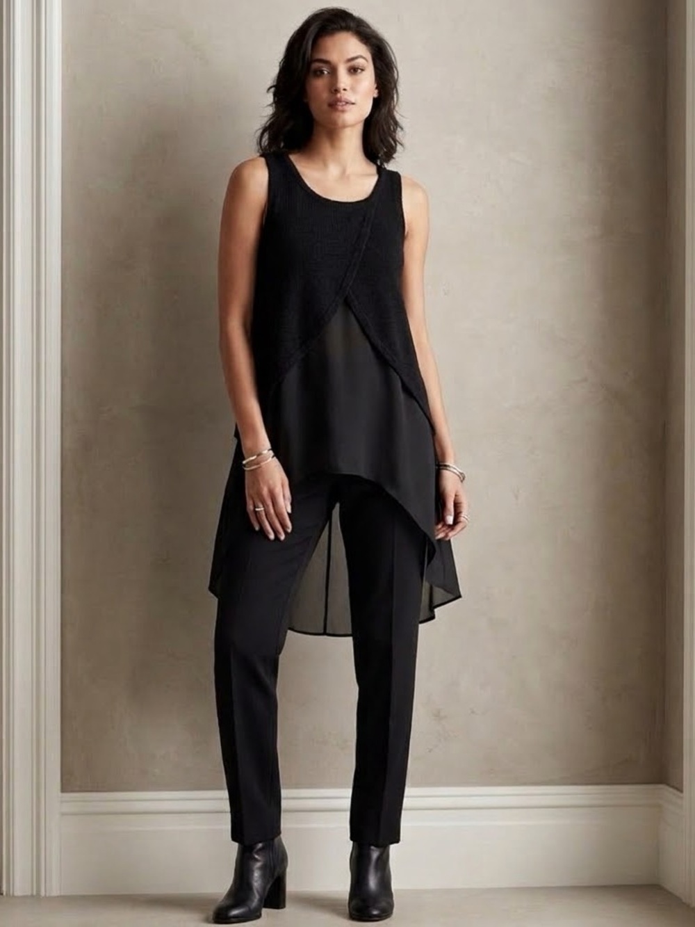 Moon Collection Black Layered Tank Size Large. Style # ST50308.